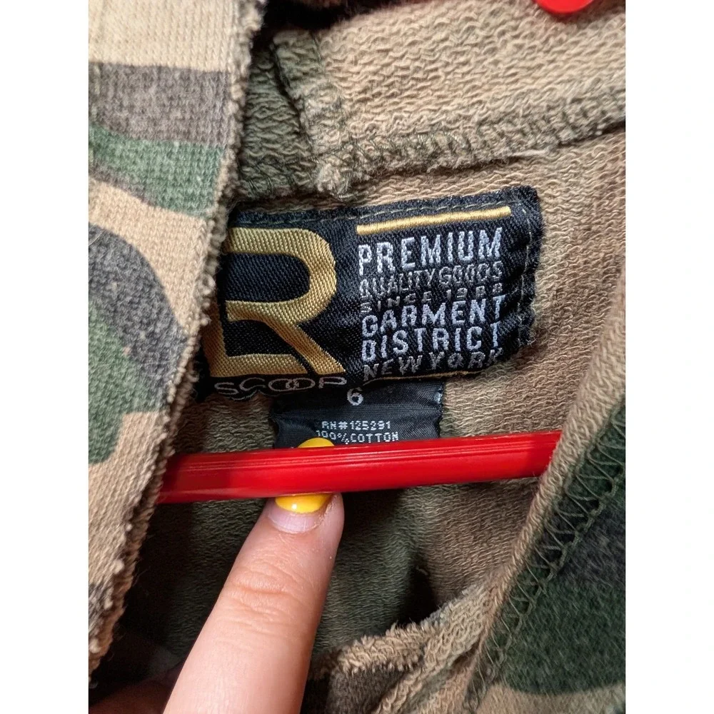 Scoop Short Sleeve Hoodie Kids 6 Camo Good Distressed French Terry Pullover